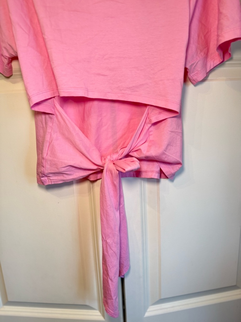 a new day Bubblegum Pink Tie-Back Cropped Short-Sleeve Crewneck Tee - Picture 3 of 4